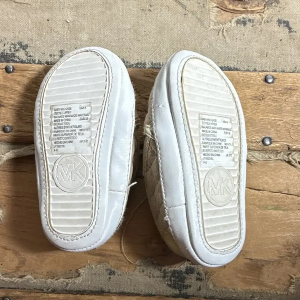 Michael Kors Baby Iris Sage Gold Slip-On Baby Shoes US 4 EU 19 UK 3.5